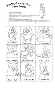 English Worksheet: GOLDILOCKS AND THE THREE BEARS