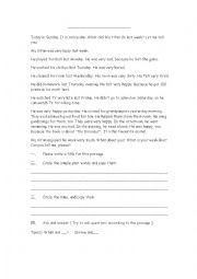 English Worksheet: past simple tense worksheet in class