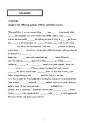 English Worksheet: Pronouns