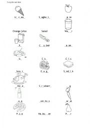 English Worksheet: Vocabulary. Food