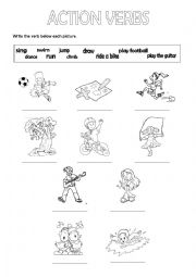 English Worksheet: Action verbs