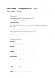 English Worksheet: Presentations - Feedback sheet