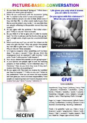 English Worksheet: Picture-based conversation : topic 54 - receive vs give