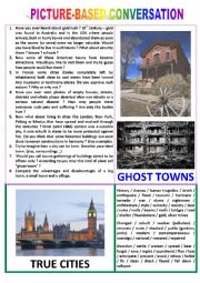 English Worksheet: Picture-based conversation : topic 55 - ghost cities vs true cities