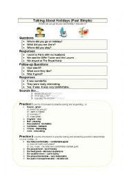 English Worksheet: HOLIDAY SPEAKING