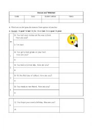 English Worksheet: How are you? Worksheet