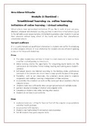 English Worksheet: module 5 section 1:tradtional learning vs. online learning