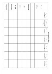 English Worksheet: Simple Past Tense Grid