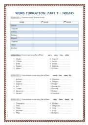 Word formation part 1 - nouns + KEY