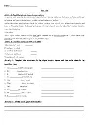 English Worksheet: Simple Present Test