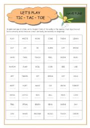 English Worksheet: Past Tic-Tac-Toe game