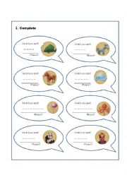 English Worksheet: spelling words