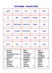 English Worksheet: EXTREME ADJECTIVES with KEY
