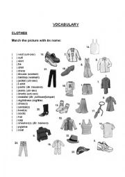 English Worksheet: Clothing Items Matching exercise