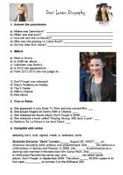 English Worksheet: Demi Lovato