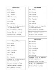 English Worksheet: Days of the Week