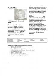 English Worksheet: material girl