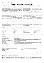 English Worksheet: Reading Comprehension: Movie Genres and Cliches