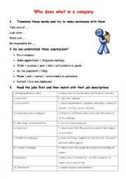 English Worksheet: Who does what in a company (jobs)