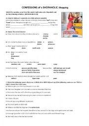 English Worksheet: CONFESSIONS of a SHOPAHOLIC