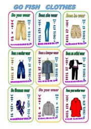 English Worksheet: GO FISH - CLOTHES