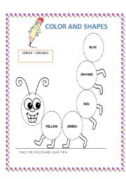 English Worksheet: COLORS AND SHAPES