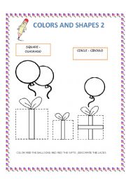 English Worksheet: COLOR AND SHAPES 2