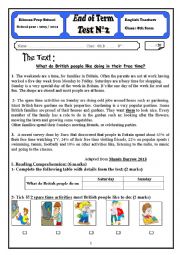 English Worksheet: End of term 2 8th Form