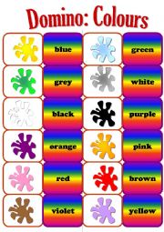 English Worksheet: Colours. Domino.