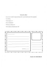 English Worksheet: postcard Moudel 