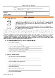 English Worksheet: Test School 6. grade