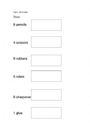 English Worksheet: My school. Draw the school objects.