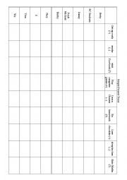 English Worksheet: Simple Present Tense Grid
