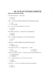 English Worksheet: AS, IF, & AS THOUGH EXERCISE