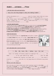 English Worksheet: revision for 7th form pupils (module 4)