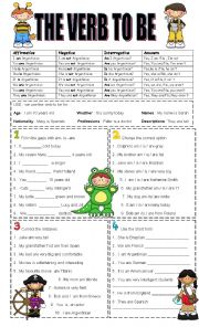 English Worksheet: verb to be - 1  part