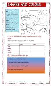 English Worksheet: shapes and colors