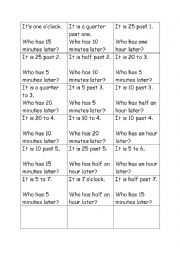 English Worksheet: loop cards clock times