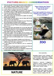 English Worksheet: Picture-based conversation : topic 17 - zoo vs nature