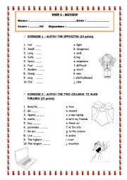 English Worksheet: review test for young learners
