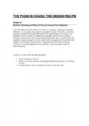 English Worksheet: The Passive House: the design recipe