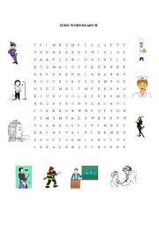 English Worksheet: Jobs Wordsearch