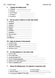 English Worksheet: bank list for writing expression