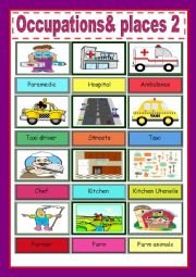 English Worksheet: occupation s and places part 2