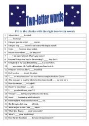 English Worksheet: Two-letter words