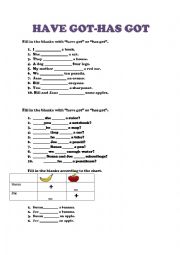 English Worksheet: HAVE GOT- HAS GOT