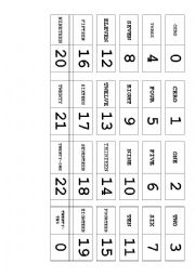 English Worksheet: number domino