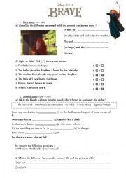 English Worksheet: Brave - the movie worksheet - very detailed