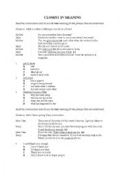 English Worksheet: Closest In Meaning