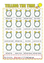 English Worksheet: Telling the time 